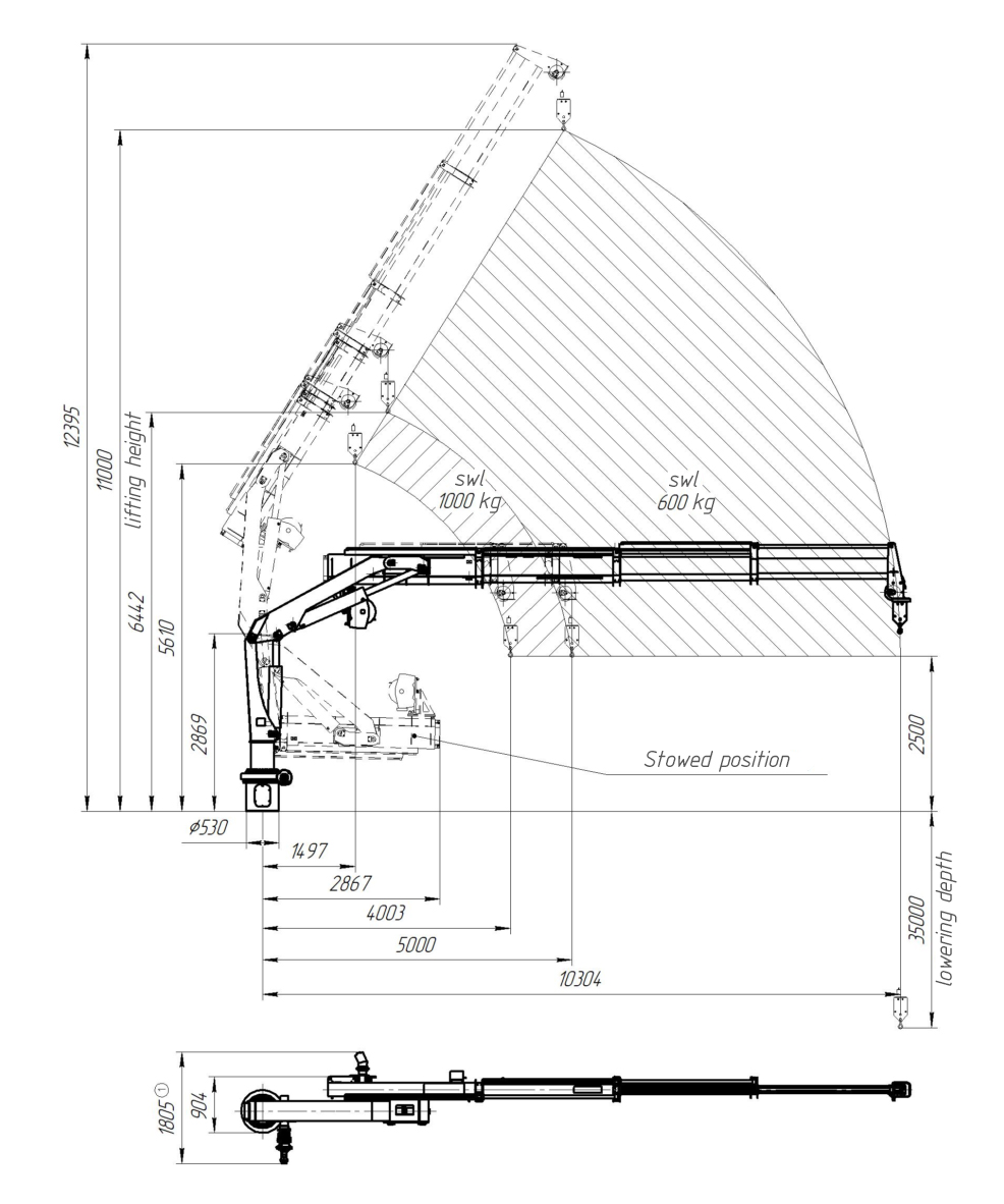 Marine Knuckle Boom Crane 1t10m Drawing