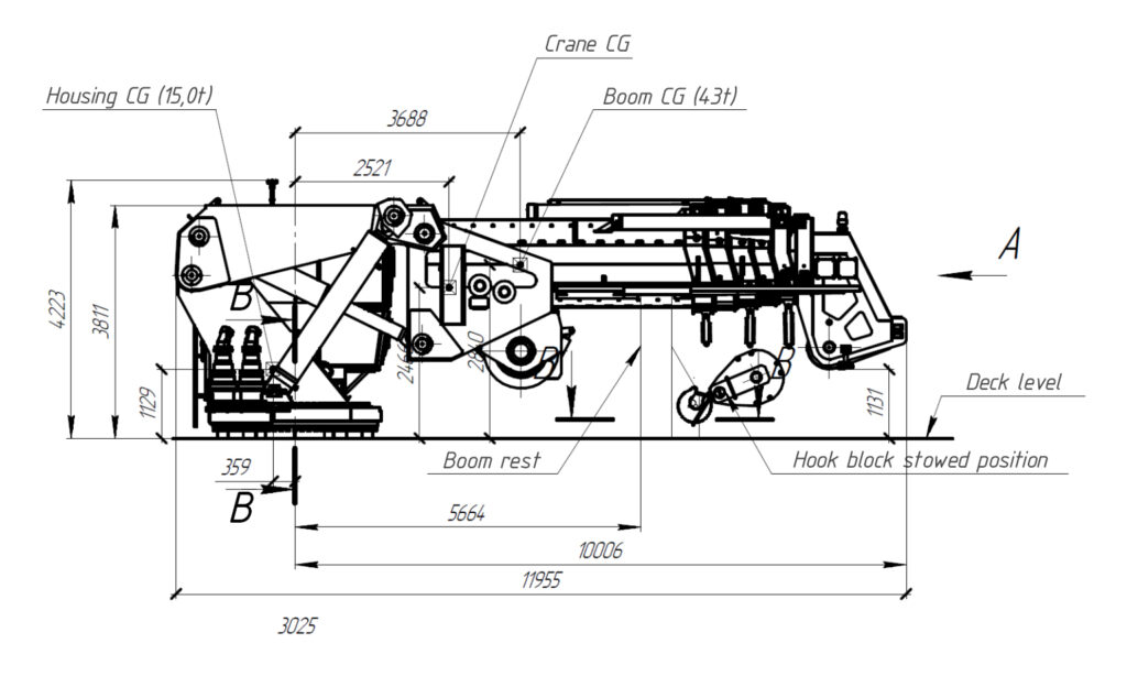 Marine Knuckle Boom Crane 29t13m Drawing