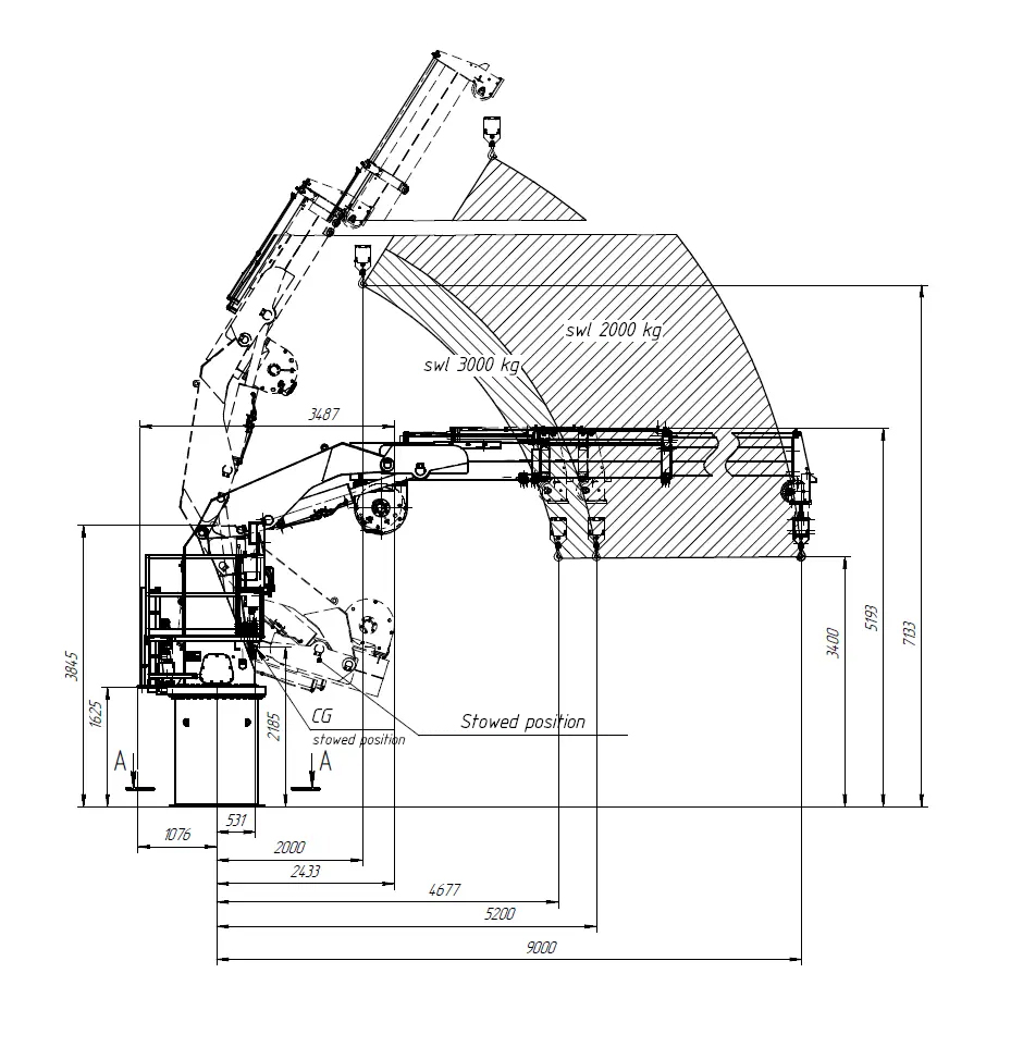 Marine Knuckle Boom Crane 2t8m Drawing