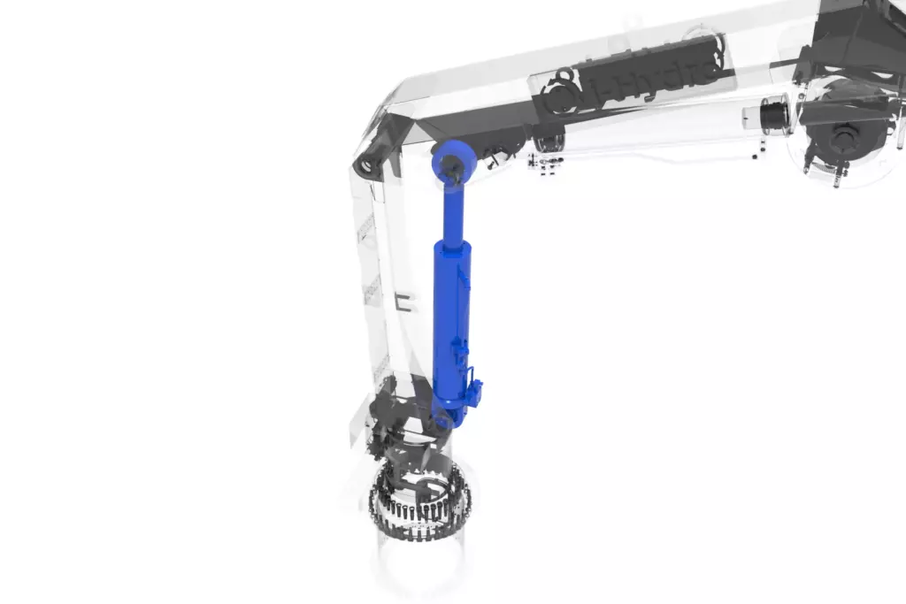 Marine Knuckle Boom Crane Model KMU 0.5TX8M-15TX55M 3D Model Luffing Section Hydraulic Cylinder
