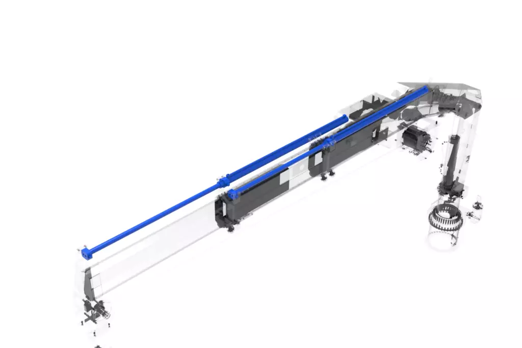 Marine Knuckle Boom Crane Model KMU 0.5TX8M-15TX55M 3D Model Telescopic Section Cylinders