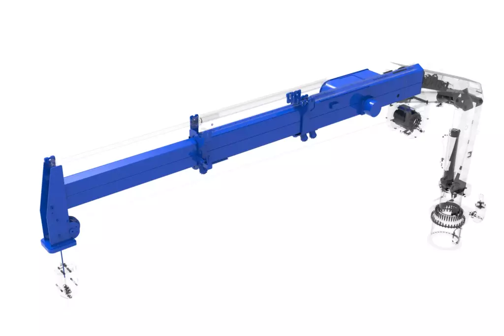 Marine Knuckle Boom Crane Model KMU 0.5TX8M-15TX55M 3D Model Telescopic Sections