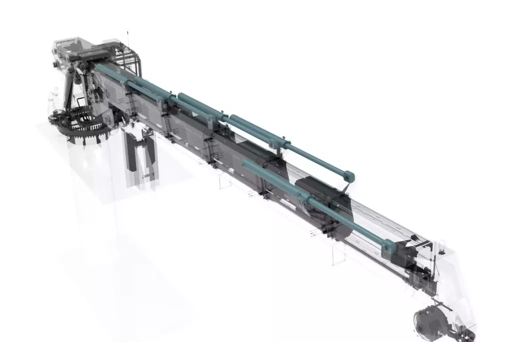 Marine Knuckle Boom Crane Model KMU 29TX13M 3D Telescopic Section Cylinders
