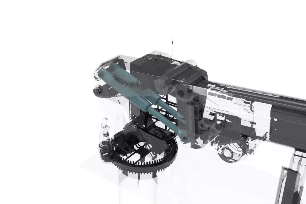 Marine Knuckle Boom Crane Model KMU 29TX13M 3D Telescopic Section Extension Cylinders