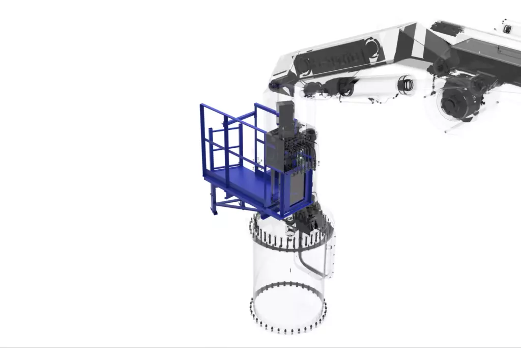 Marine Knuckle Boom Crane Model KMU 2TX8M 3D Model Operator Platform