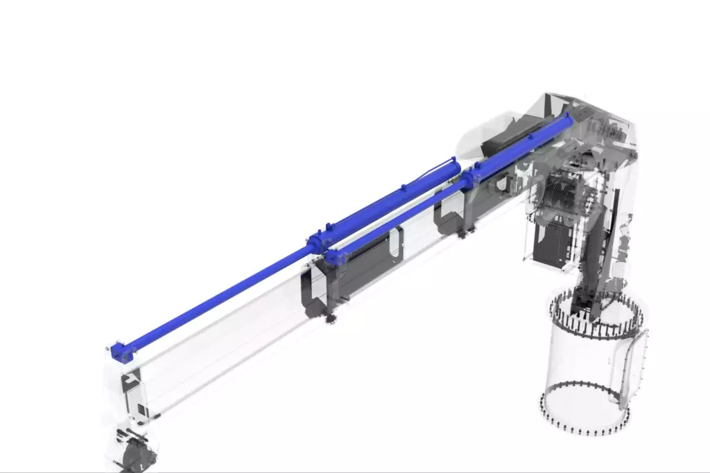 Marine Knuckle Boom Crane Model KMU 2TX8M 3D Model Telescopic Section Cylinders