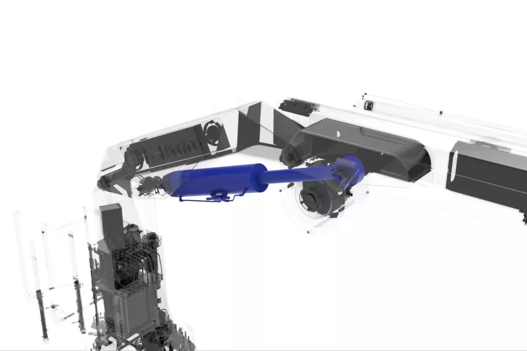 Marine Knuckle Boom Crane Model KMU 2TX8M 3D Model Telescopic Section Extenion Cylinder