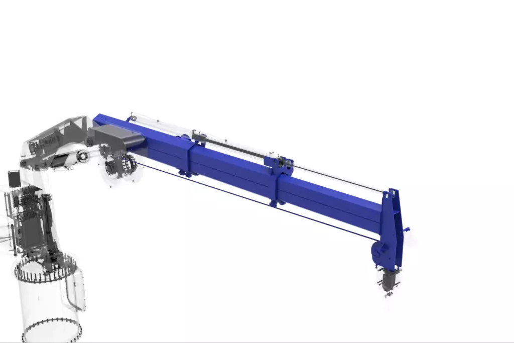 Marine Knuckle Boom Crane Model KMU 2TX8M 3D Model Telescopic Sections