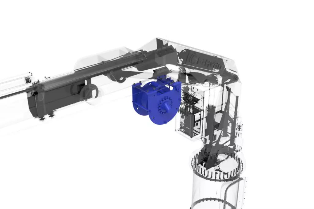Marine Knuckle Boom Crane Model KMU 2TX8M 3D Model Winch
