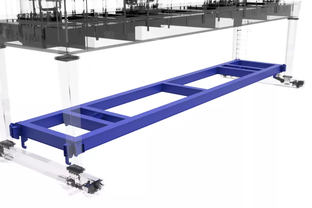 Gantry Deck Crane Model 20T with Auxiliary Manipulator 3D Model Spreader