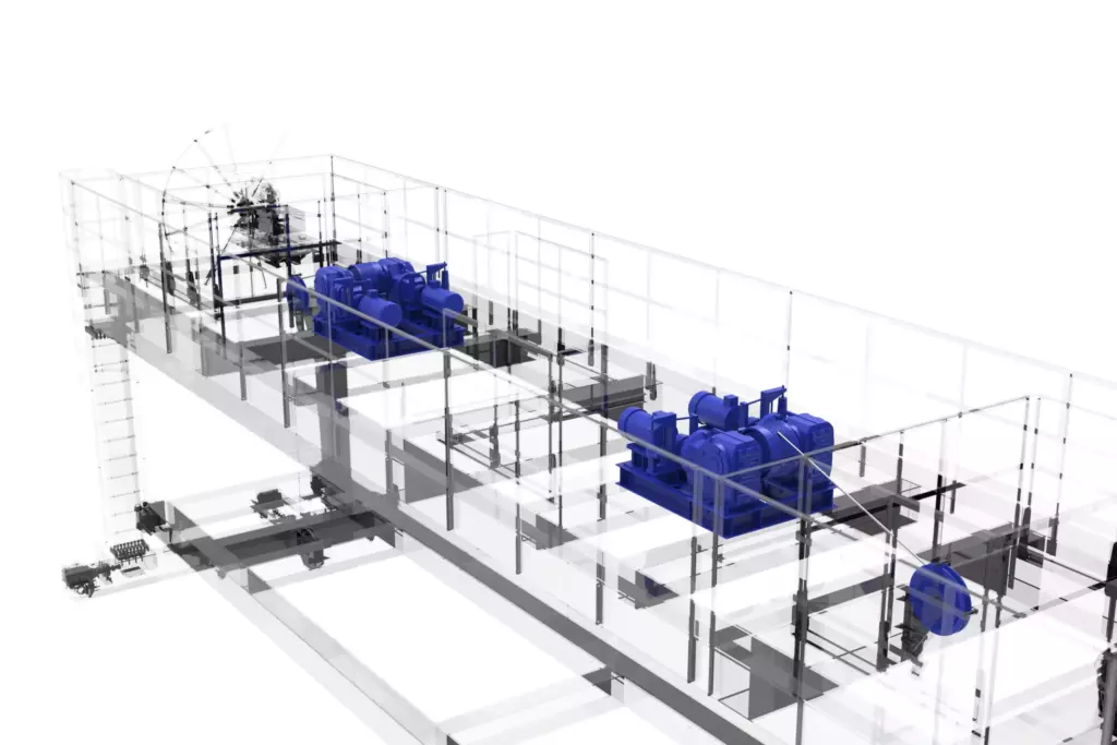Gantry Deck Crane Model 20T with Auxiliary Manipulator 3D Model Winches