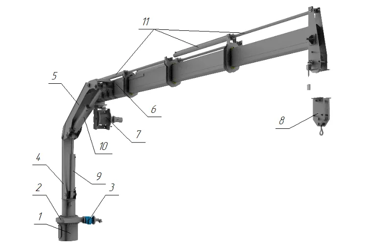 General Arrangement and Design of the Electro-hydraulic Marine Knuckle Boom Crane with Folding Telescopic Boom