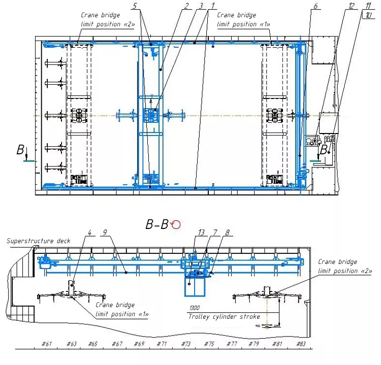 General view of the special marine overhead crane