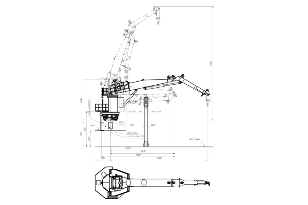 Marine Folding Boom Crane 20t15m Drawing