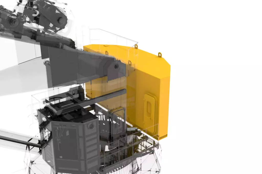 Marine Folding Boom Crane 30T 3D Model Container