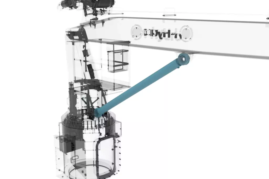 Marine Stiff Boom Crane Model 3TX9M 3D Model Luffing Hydraulic Cylinder