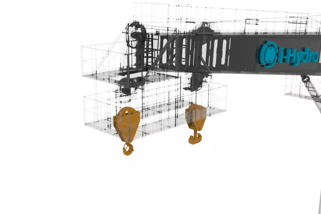 Offshore Marine Stiff Boom Crane 110T 3D Model Hook Blocks
