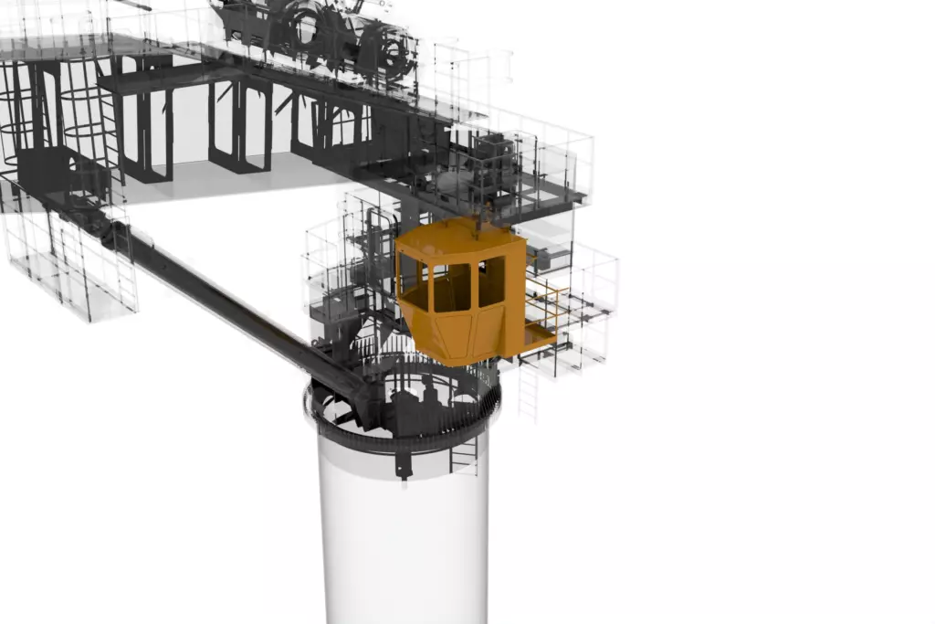 Offshore Marine Stiff Boom Crane 110T 3D Model Operator Cabin