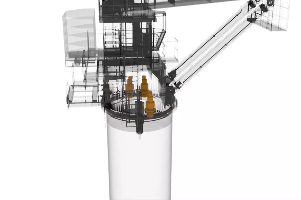 Offshore Marine Stiff Boom Crane 110T 3D Model Slewing Drive
