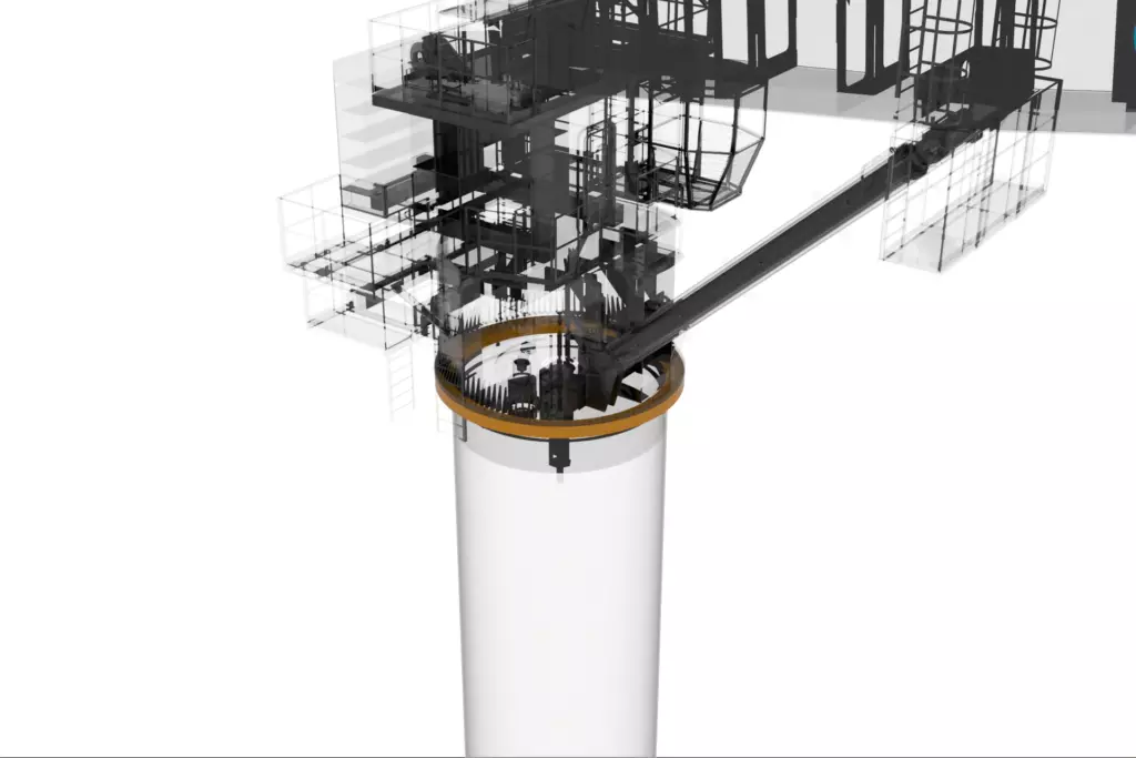Offshore Marine Stiff Boom Crane 110T 3D Model Slewing System