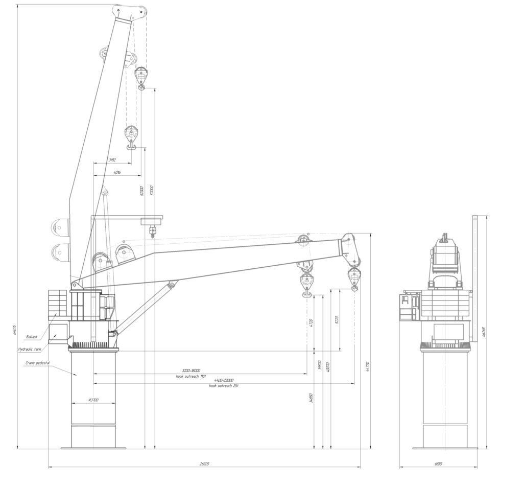 Offshore Marine Stiff Boom Crane 110T Drawing