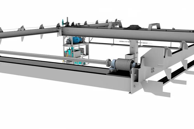 Second drum of the twin-drum winch for bridge travel of the special overhead crane