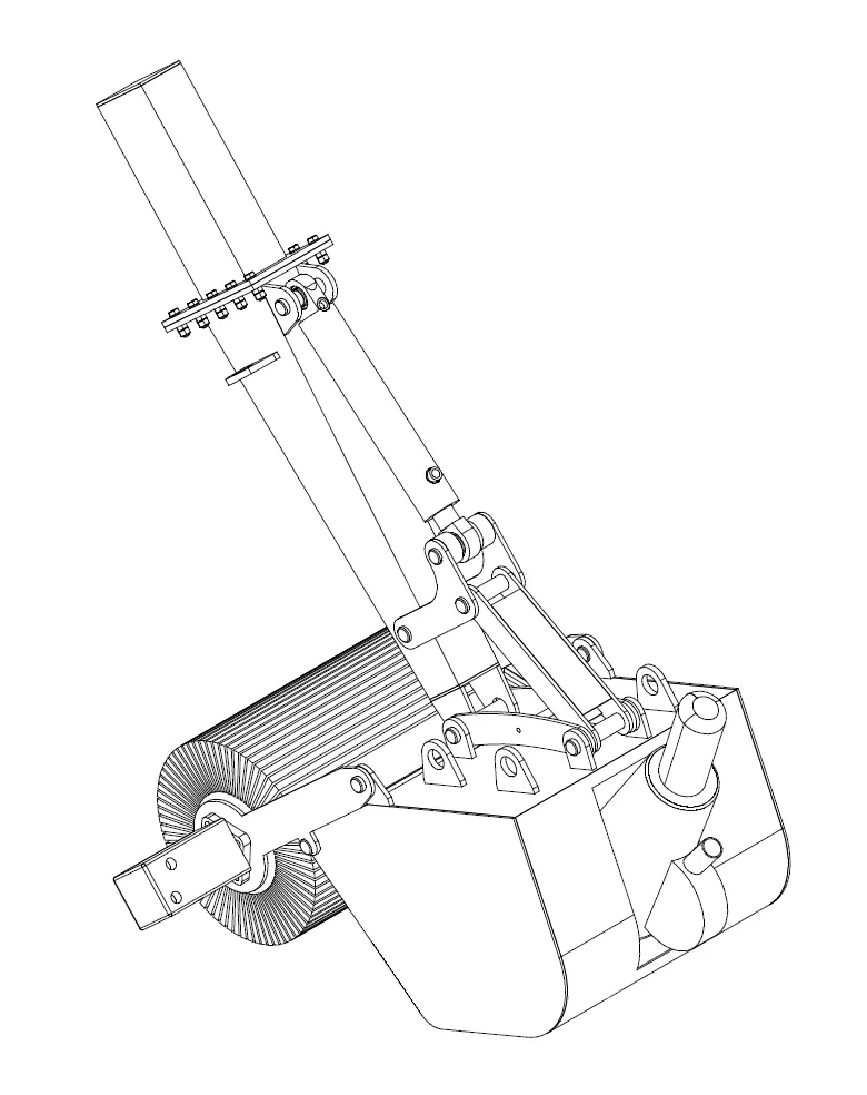 Bucket-Type Skimmer Isometric View Dimensional Drawing (Operating Position)