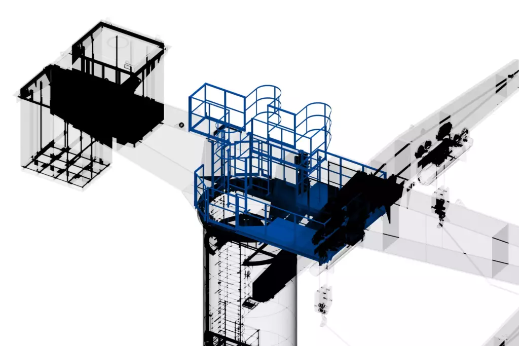 Marine Jib Crane 80T 3D Model Ladders And Railings