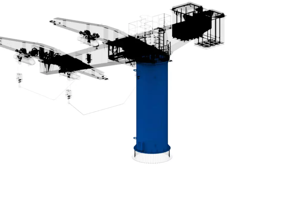 Marine Jib Crane 80T 3D Model Pedestal