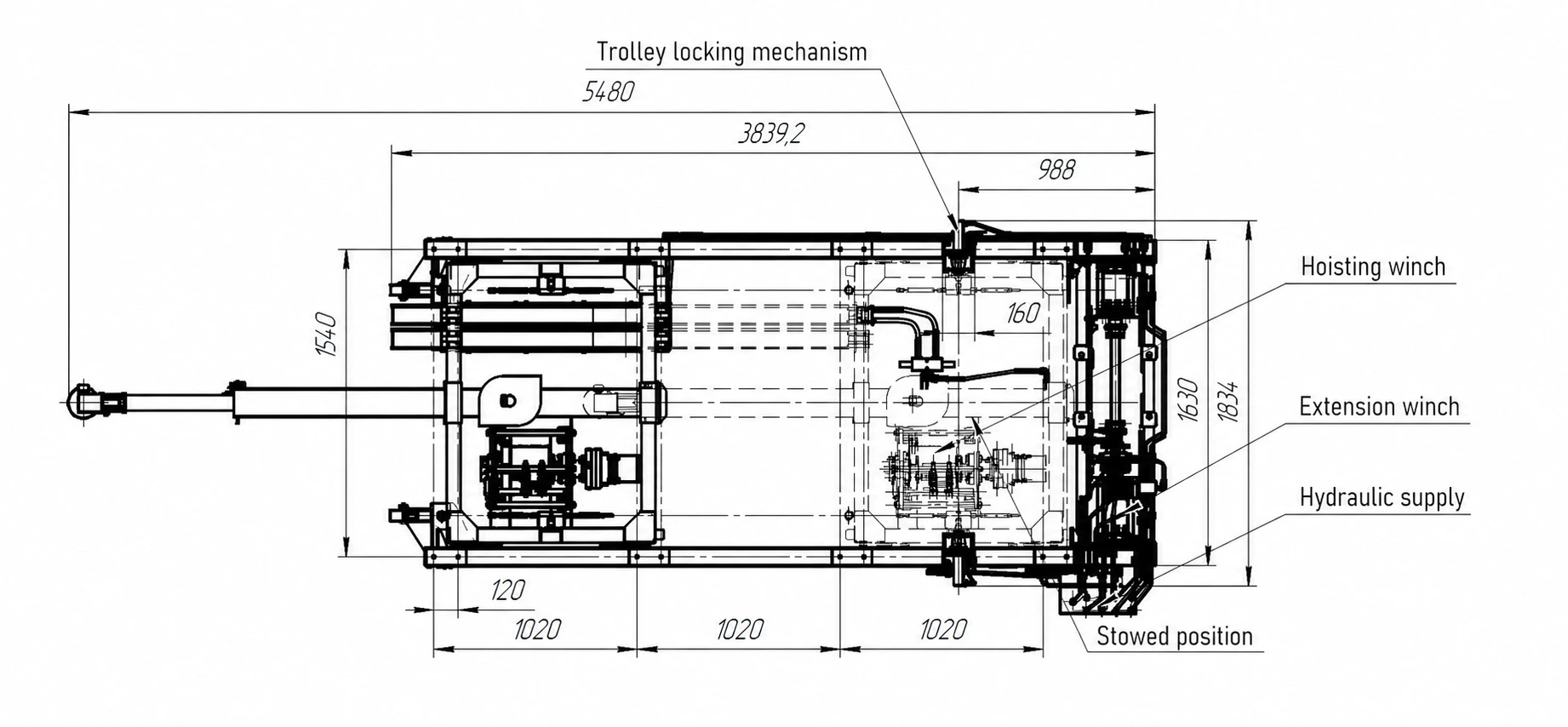 Marine Single-Beam LARS 0.65tx2.6m Dimensions Top View