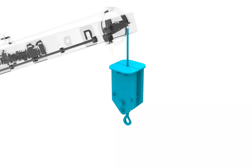 Marine Stiff Boom Crane 1TX3M 3D Model Hook Block