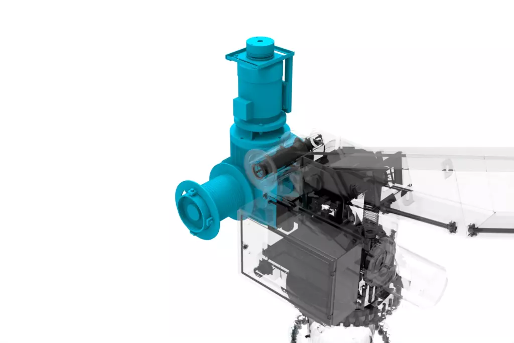 Marine Stiff Boom Crane 1TX3M 3D Model Winch