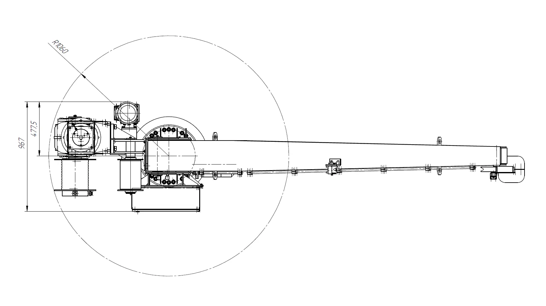 Marine Stiff Boom Crane 1TX3M Top View
