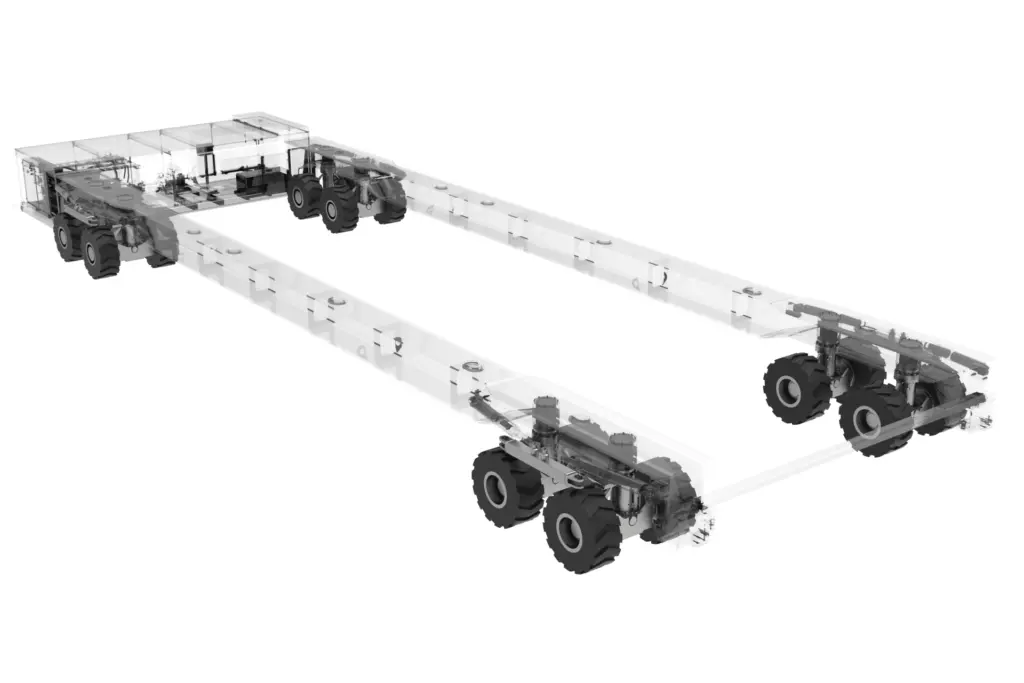 Self-Propelled Trailer 80T 3D Model Wheels Units