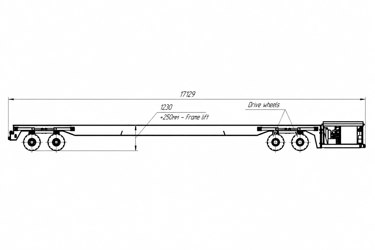 Self-Propelled Trailer Model 80 T Dimensions Side View