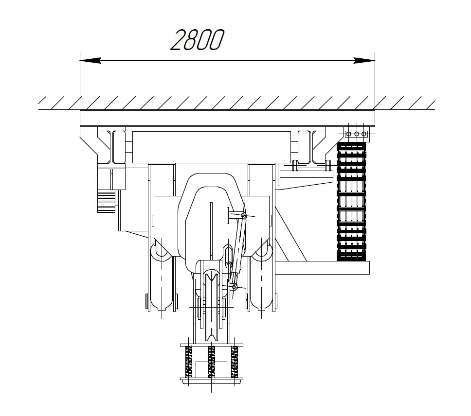 Overhead telescopic LARS 7 t – General arrangement drawing, front view