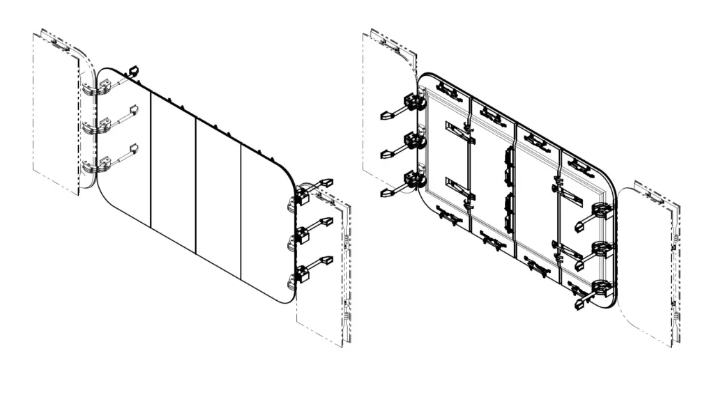 Watertight hydraulic closure, clear opening 16x10m (General Arrangement Drawing, Isometric View)